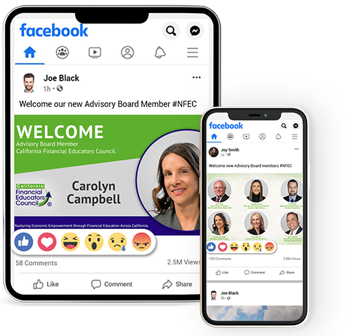 The NFEC highlights the role of advisory board members and their contributions to financial wellness.